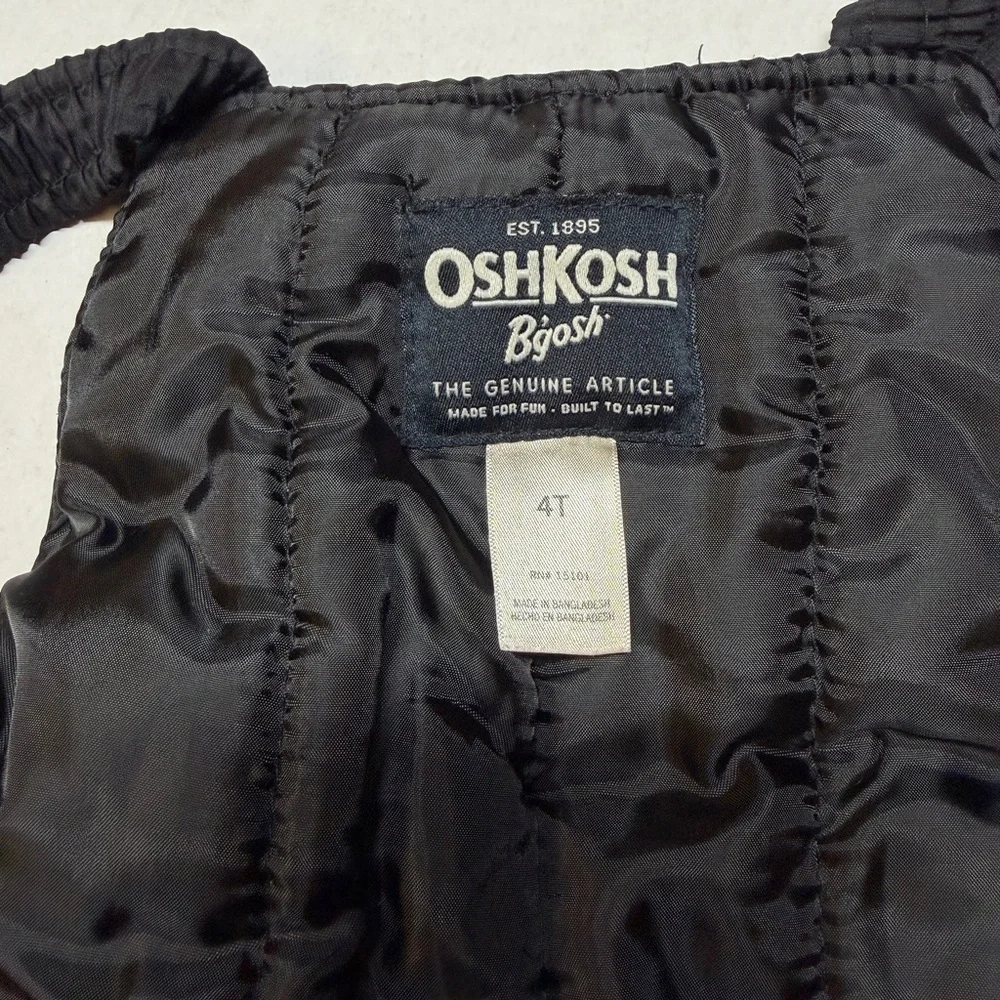 OshKosh B’gosh‎ Black Kids Size 4T Snow Pants Overalls